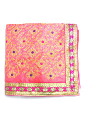 CH_1003 -  Pink Chandoa  Sahib -  5 Feet by 5 Feet  &  Rumala Sahib Set With Elegant Threadwork,  Magnificient Embroidery and Enchanting Borders