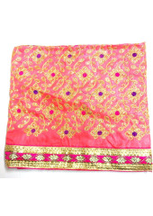 CH_1003 -  Pink Chandoa  Sahib -  5 Feet by 5 Feet  &  Rumala Sahib Set With Elegant Threadwork,  Magnificient Embroidery and Enchanting Borders